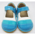 Blue White Stripes Baby Girl Squeaky Shoes Soft Wholesale